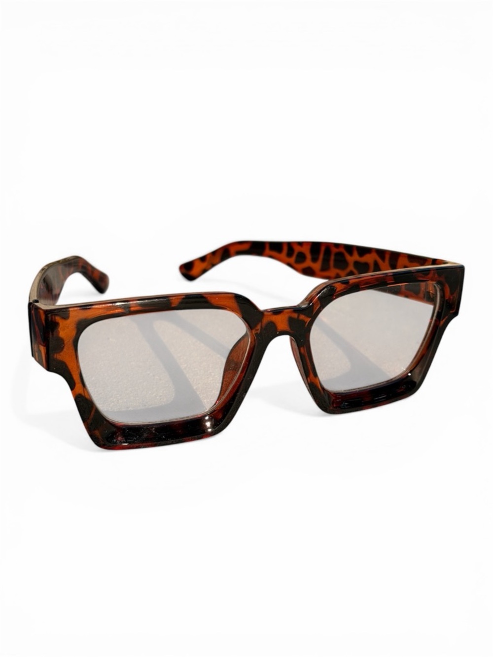 Tortoiseshell Square Glasses Clear Lens Fashion Frames Brown Leopard Print